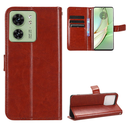 For Motorola Edge 40 5G Crazy Horse Texture TPU + PU Leather Case Wallet Phone Stand Cover with Strap