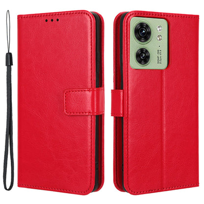 For Motorola Edge 40 5G Crazy Horse Texture TPU + PU Leather Case Wallet Phone Stand Cover with Strap