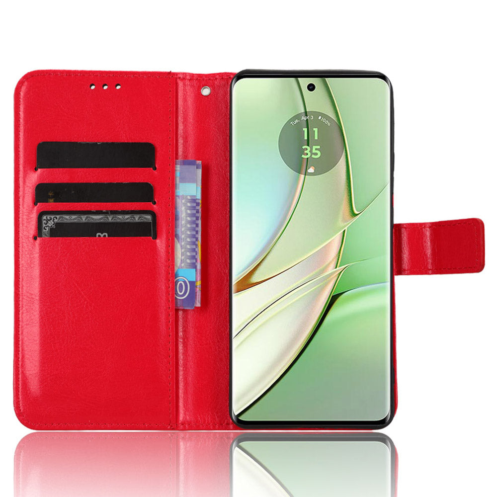 For Motorola Edge 40 5G Crazy Horse Texture TPU + PU Leather Case Wallet Phone Stand Cover with Strap