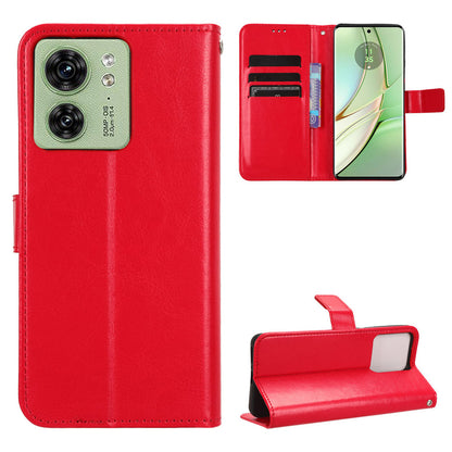 For Motorola Edge 40 5G Crazy Horse Texture TPU + PU Leather Case Wallet Phone Stand Cover with Strap
