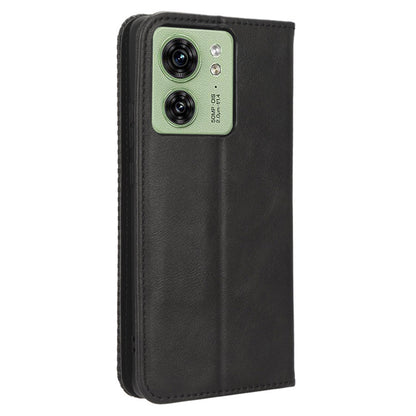 For Motorola Edge 40 5G Retro Stand PU Leather Magnetic Phone Case Wallet Anti-Scratch Mobile Phone Cover