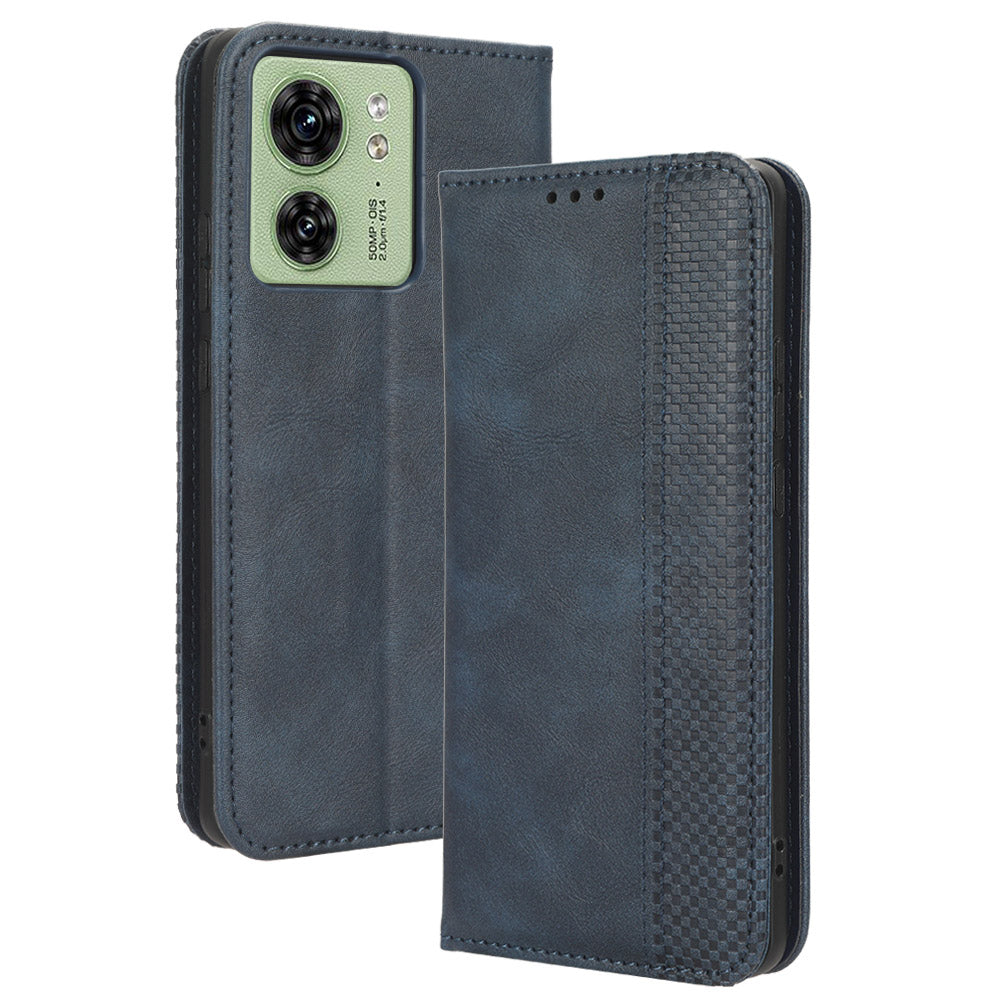 For Motorola Edge 40 5G Retro Stand PU Leather Magnetic Phone Case Wallet Anti-Scratch Mobile Phone Cover