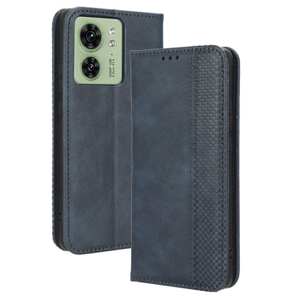For Motorola Edge 40 5G Retro Stand PU Leather Magnetic Phone Case Wallet Anti-Scratch Mobile Phone Cover