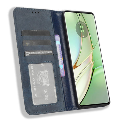 For Motorola Edge 40 5G Retro Stand PU Leather Magnetic Phone Case Wallet Anti-Scratch Mobile Phone Cover