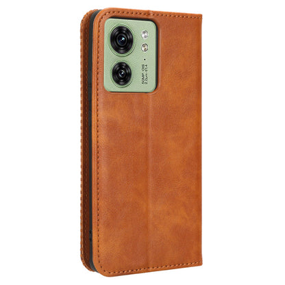 For Motorola Edge 40 5G Retro Stand PU Leather Magnetic Phone Case Wallet Anti-Scratch Mobile Phone Cover