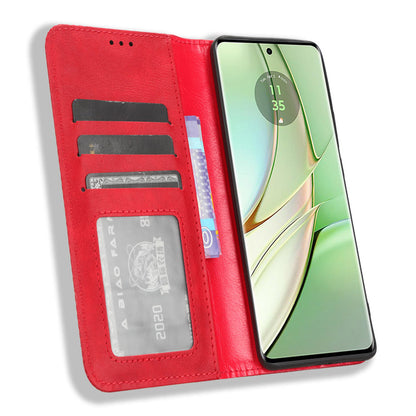 For Motorola Edge 40 5G Retro Stand PU Leather Magnetic Phone Case Wallet Anti-Scratch Mobile Phone Cover