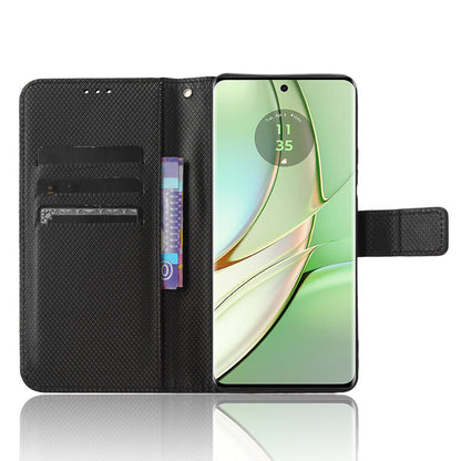 For Motorola Edge 40 5G Shockproof Wallet Phone Case Diamond Texture PU Leather Stand Cover
