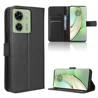 For Motorola Edge 40 5G Shockproof Wallet Phone Case Diamond Texture PU Leather Stand Cover