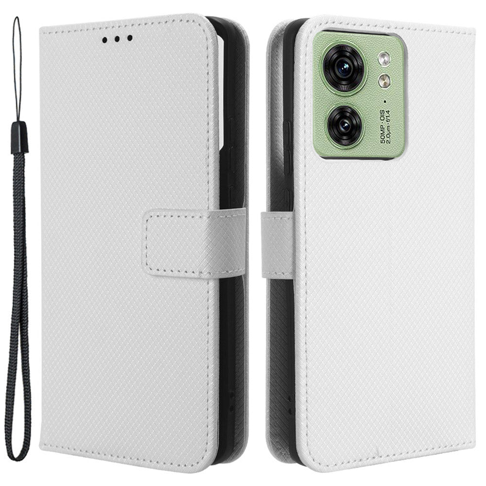For Motorola Edge 40 5G Shockproof Wallet Phone Case Diamond Texture PU Leather Stand Cover