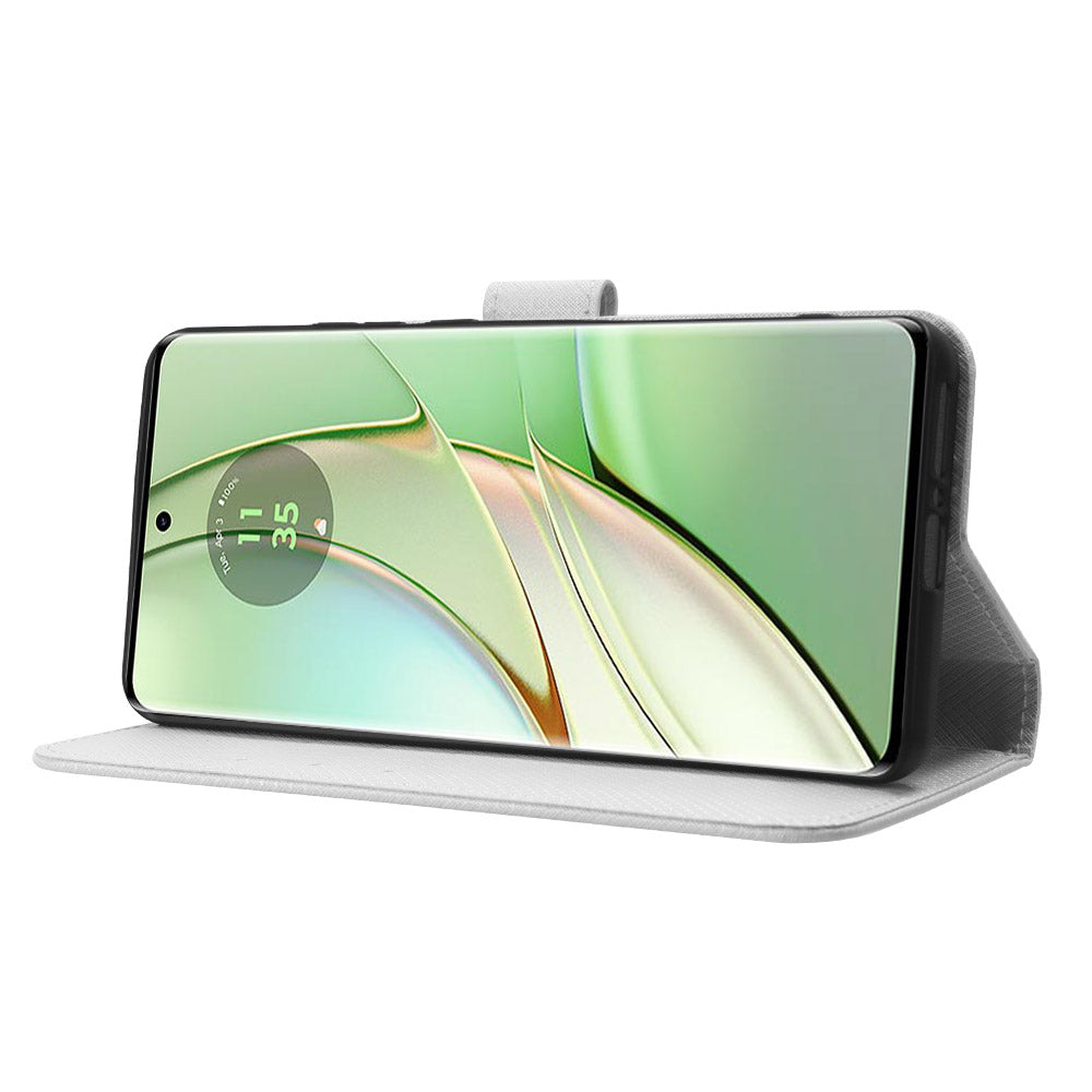 For Motorola Edge 40 5G Shockproof Wallet Phone Case Diamond Texture PU Leather Stand Cover