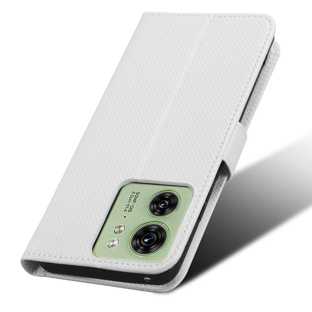 For Motorola Edge 40 5G Shockproof Wallet Phone Case Diamond Texture PU Leather Stand Cover