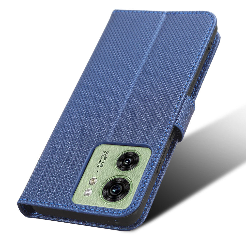 For Motorola Edge 40 5G Shockproof Wallet Phone Case Diamond Texture PU Leather Stand Cover