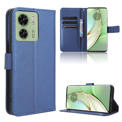 For Motorola Edge 40 5G Shockproof Wallet Phone Case Diamond Texture PU Leather Stand Cover