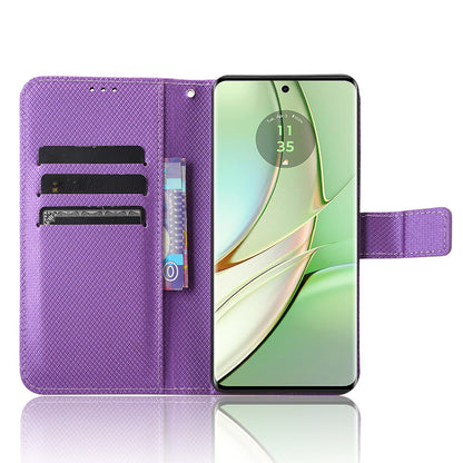 For Motorola Edge 40 5G Shockproof Wallet Phone Case Diamond Texture PU Leather Stand Cover