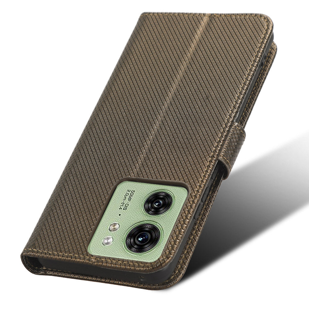 For Motorola Edge 40 5G Shockproof Wallet Phone Case Diamond Texture PU Leather Stand Cover