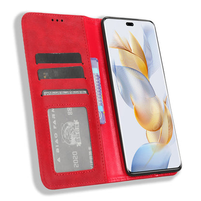 For Honor 90 Pro Wallet Anti-fall Retro Stand Mobile Phone Cover PU Leather Magnetic Case