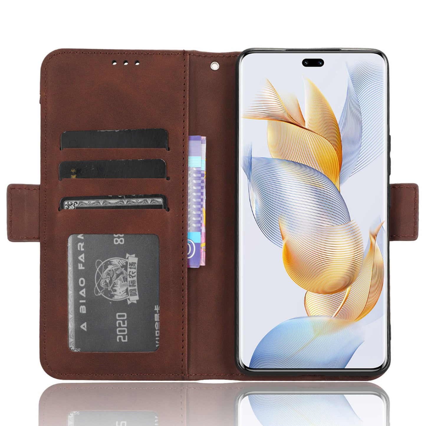 For Honor 90 Pro PU Leather Wallet Multiple Card Slots Drop-proof Case Stand Phone Cover