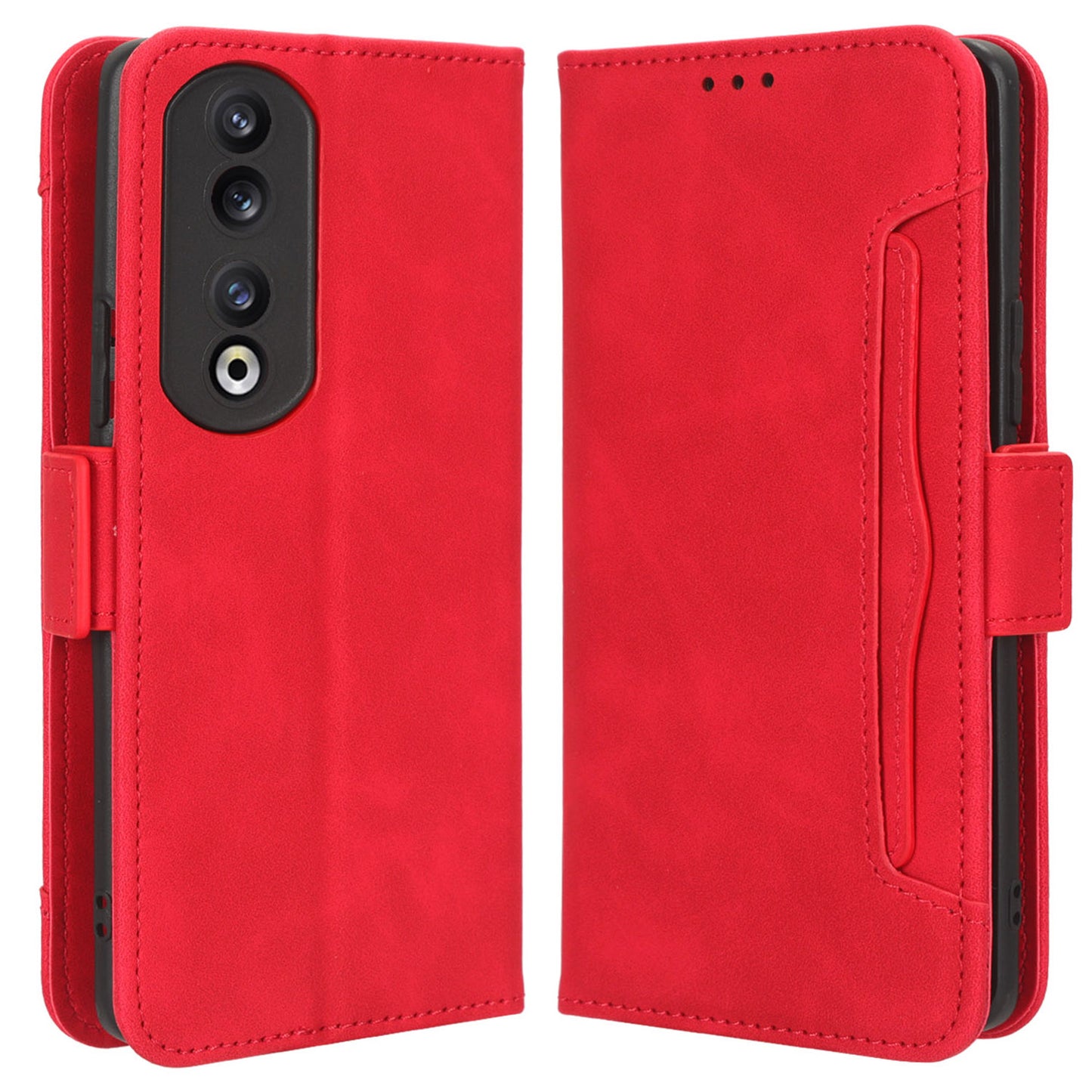 For Honor 90 Pro PU Leather Wallet Multiple Card Slots Drop-proof Case Stand Phone Cover