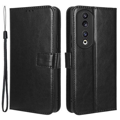 PU Leather Phone Case for Honor 90 Pro , Crazy Horse Texture Shell Flip Stand Cover Wallet