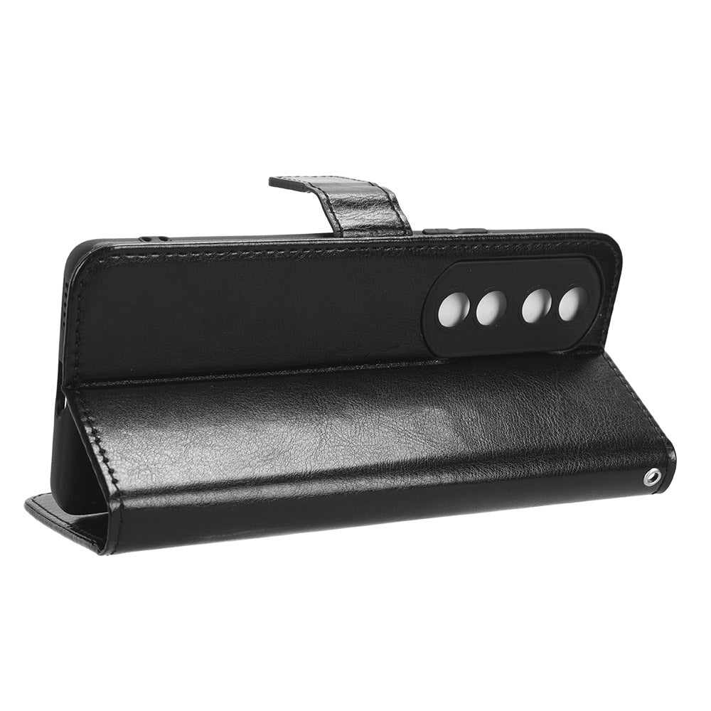 PU Leather Phone Case for Honor 90 Pro , Crazy Horse Texture Shell Flip Stand Cover Wallet