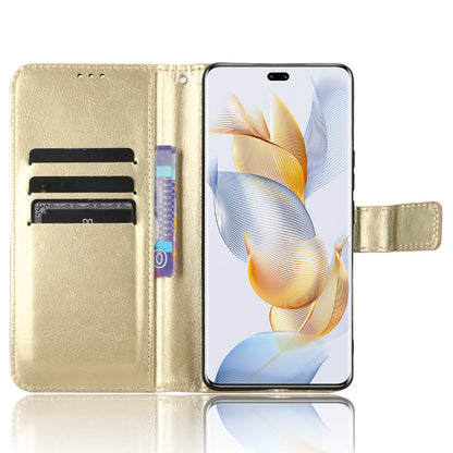 PU Leather Phone Case for Honor 90 Pro , Crazy Horse Texture Shell Flip Stand Cover Wallet
