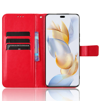 PU Leather Phone Case for Honor 90 Pro , Crazy Horse Texture Shell Flip Stand Cover Wallet