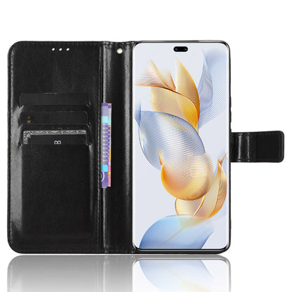 For Honor 90 Mobile Phone Cover PU Leather Flip Stand Case Crazy Horse Texture Magnetic Clasp Phone Shell