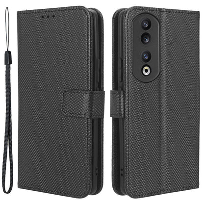 For Honor 90 TPU + PU Leather Cell Phone Case Stand Wallet Diamond Texture Cover