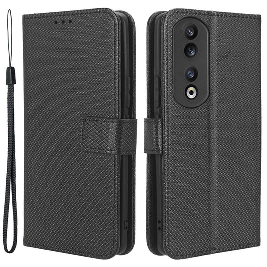 For Honor 90 TPU + PU Leather Cell Phone Case Stand Wallet Diamond Texture Cover