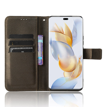 For Honor 90 TPU + PU Leather Cell Phone Case Stand Wallet Diamond Texture Cover