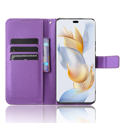 For Honor 90 TPU + PU Leather Cell Phone Case Stand Wallet Diamond Texture Cover