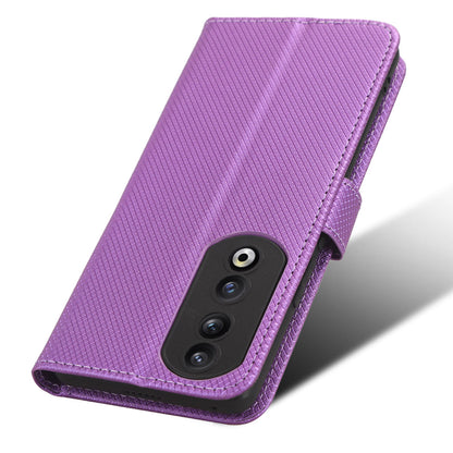 For Honor 90 TPU + PU Leather Cell Phone Case Stand Wallet Diamond Texture Cover