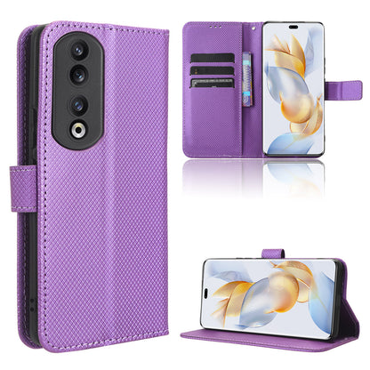 For Honor 90 TPU + PU Leather Cell Phone Case Stand Wallet Diamond Texture Cover