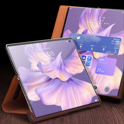 QIALINO Anti-Drop Phone Case for Huawei Mate Xs 2 Shockproof Cover Crocodile Texture Genuine Cow Leather Phone Shell