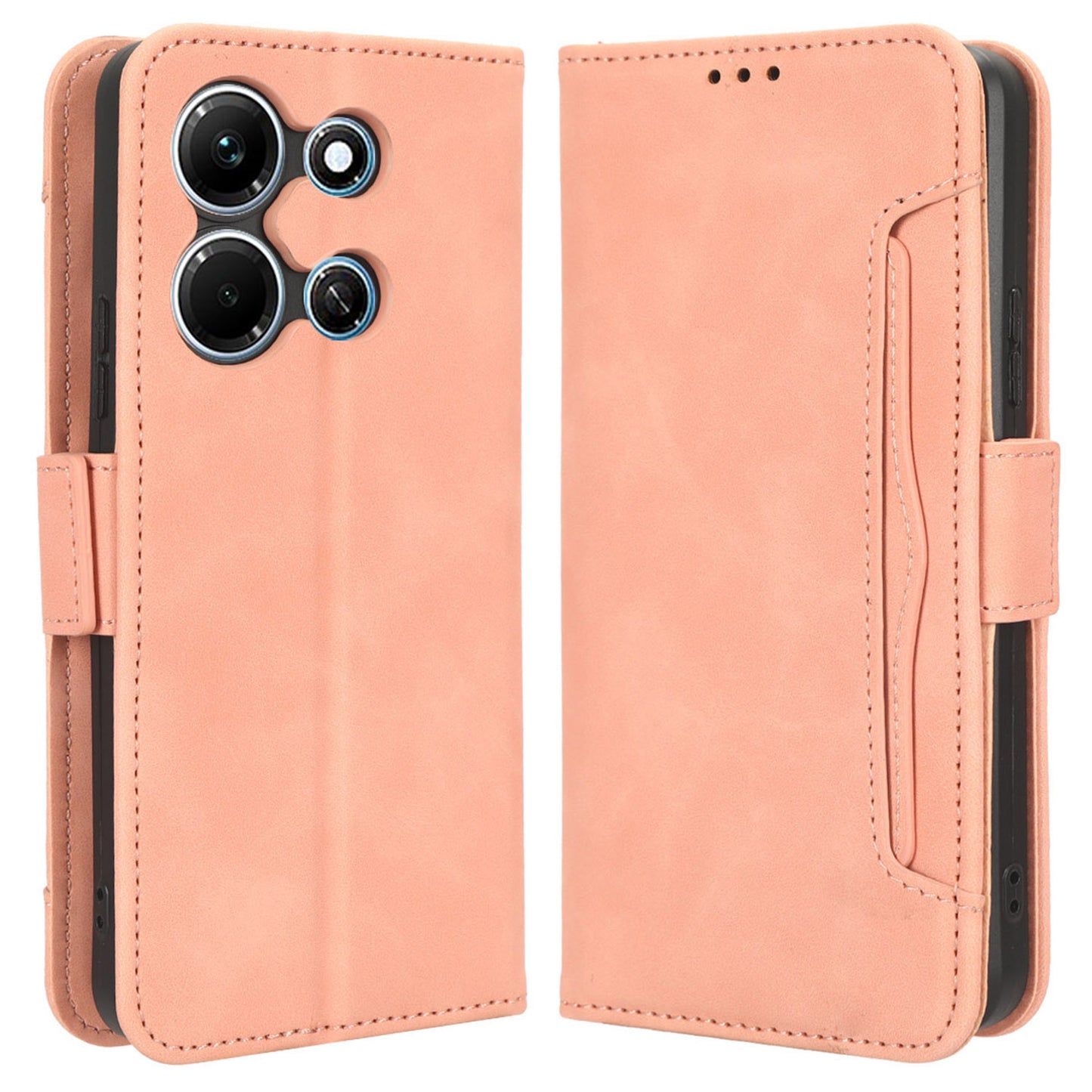 For Infinix Note 30i 4G Foldable Stand Case PU Leather Wallet Multiple Card Slots Anti-Dust Flip Phone Cover