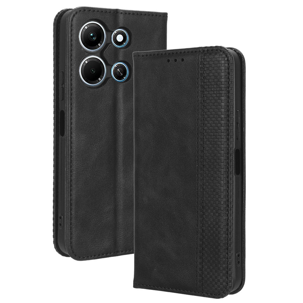 For Infinix Note 30i 4G Anti-Scratch Phone Cover Magnetic PU Leather Retro Stand Wallet Phone Case