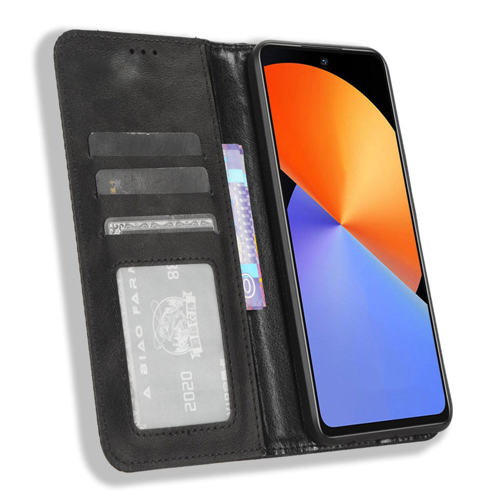 For Infinix Note 30i 4G Anti-Scratch Phone Cover Magnetic PU Leather Retro Stand Wallet Phone Case