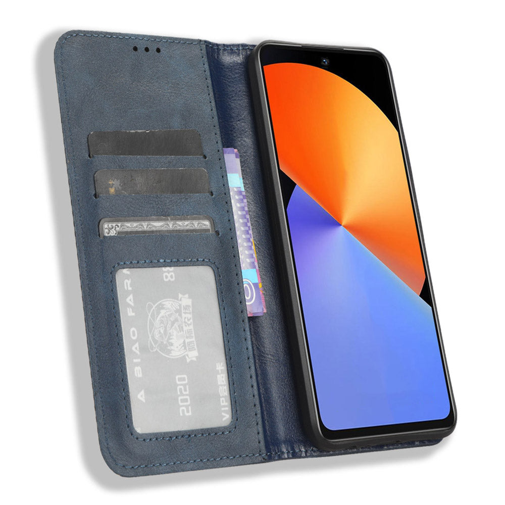 For Infinix Note 30i 4G Anti-Scratch Phone Cover Magnetic PU Leather Retro Stand Wallet Phone Case