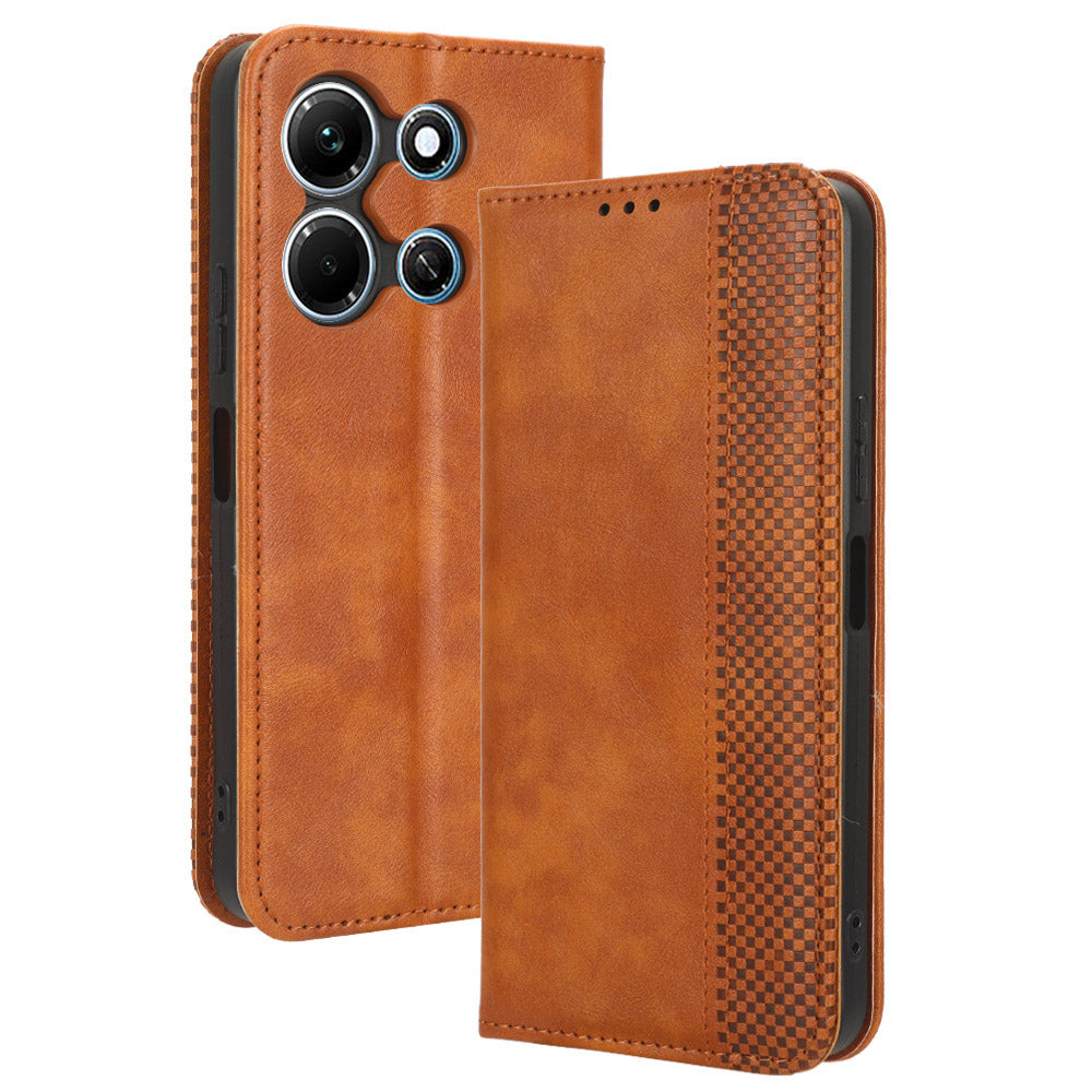 For Infinix Note 30i 4G Anti-Scratch Phone Cover Magnetic PU Leather Retro Stand Wallet Phone Case