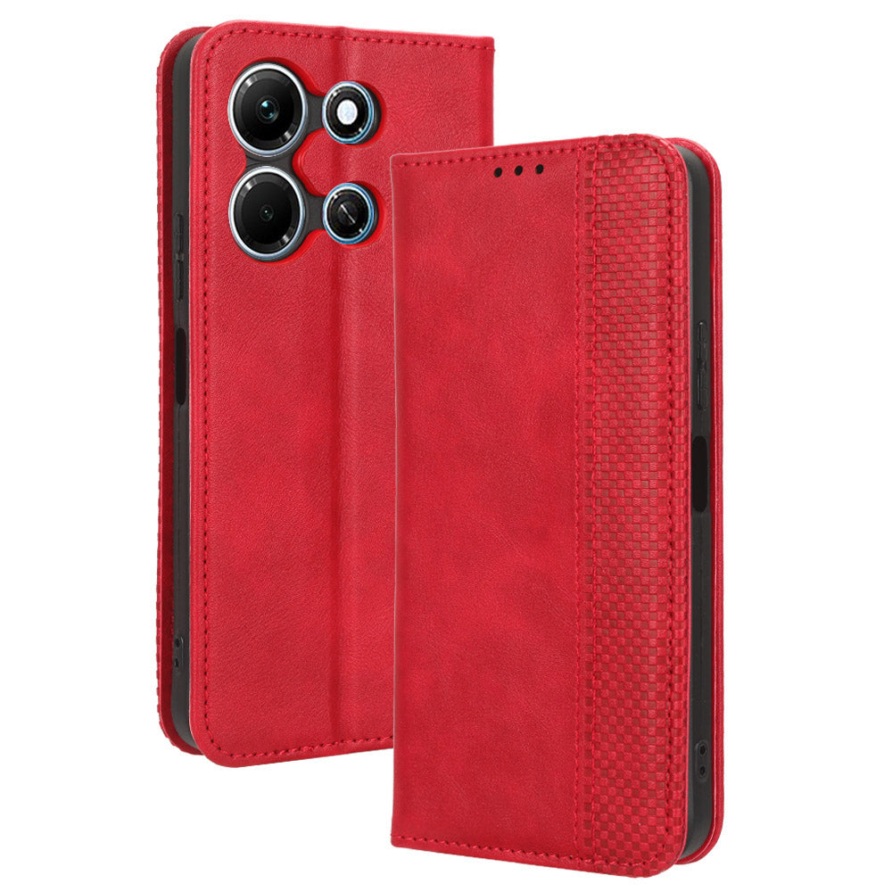 For Infinix Note 30i 4G Anti-Scratch Phone Cover Magnetic PU Leather Retro Stand Wallet Phone Case