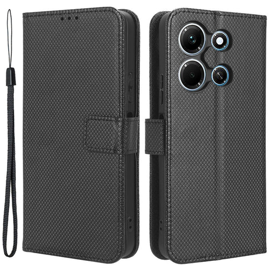 For Infinix Note 30i 4G Shockproof Phone Case Stand Wallet Diamond Texture Phone Shell PU Leather Cover