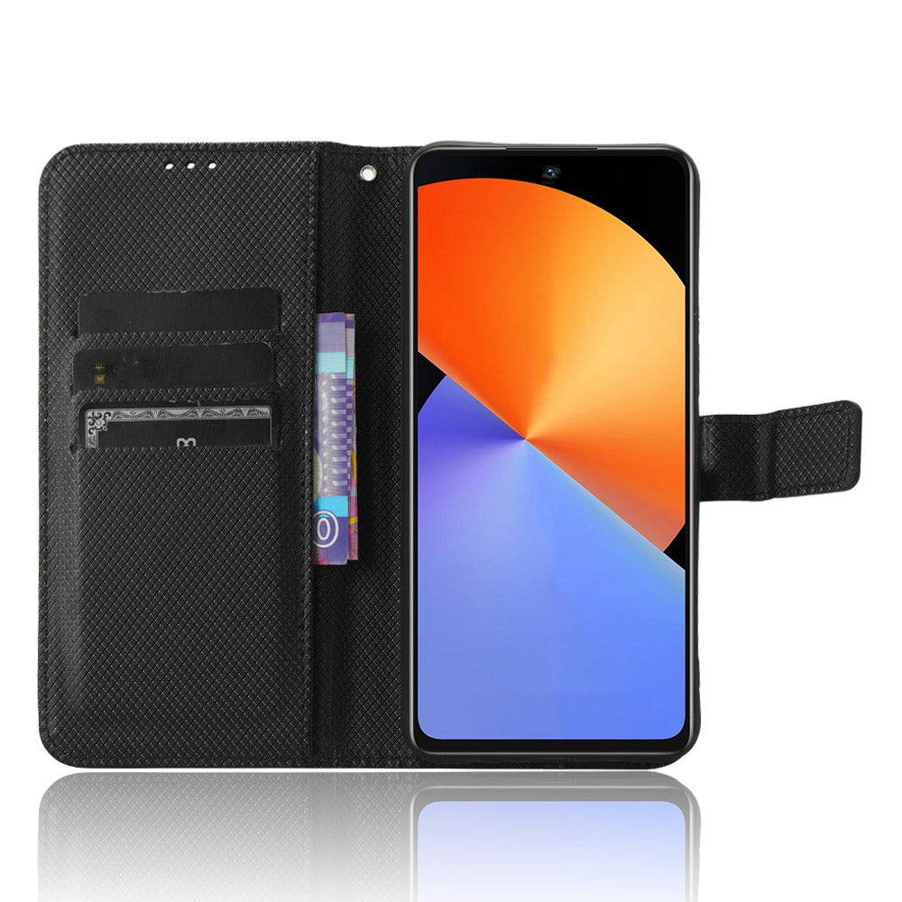 For Infinix Note 30i 4G Shockproof Phone Case Stand Wallet Diamond Texture Phone Shell PU Leather Cover