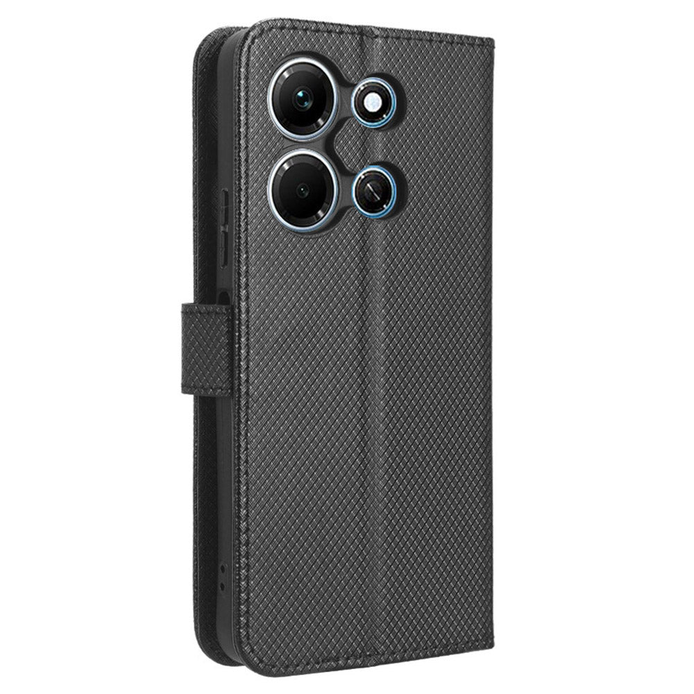 For Infinix Note 30i 4G Shockproof Phone Case Stand Wallet Diamond Texture Phone Shell PU Leather Cover