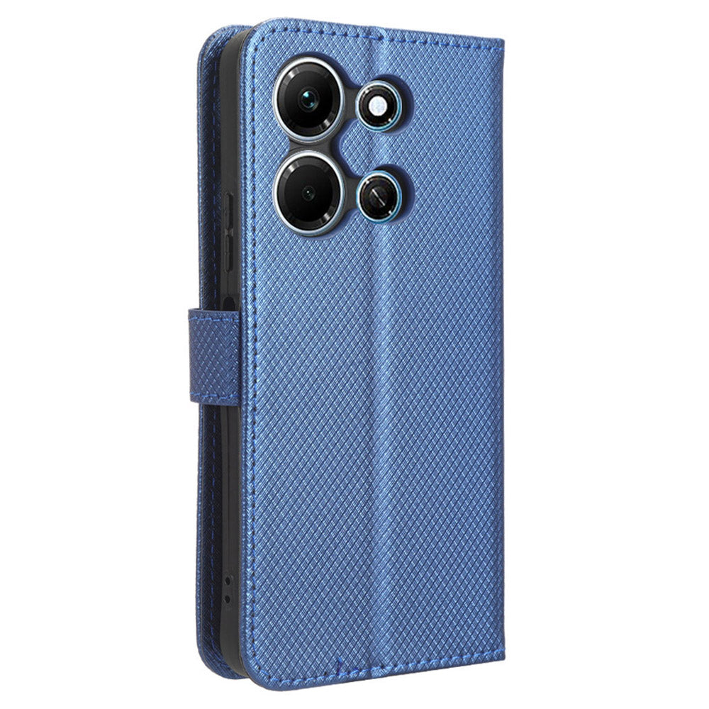 For Infinix Note 30i 4G Shockproof Phone Case Stand Wallet Diamond Texture Phone Shell PU Leather Cover