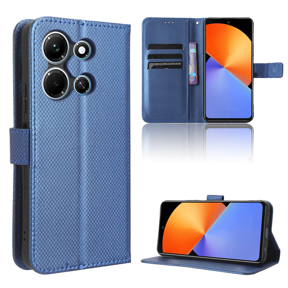For Infinix Note 30i 4G Shockproof Phone Case Stand Wallet Diamond Texture Phone Shell PU Leather Cover