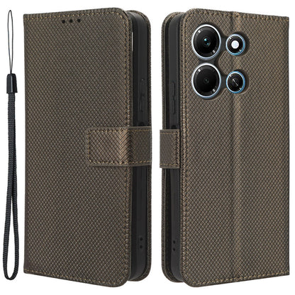 For Infinix Note 30i 4G Shockproof Phone Case Stand Wallet Diamond Texture Phone Shell PU Leather Cover