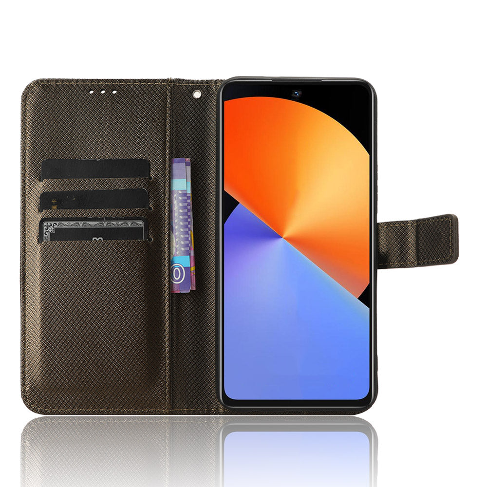 For Infinix Note 30i 4G Shockproof Phone Case Stand Wallet Diamond Texture Phone Shell PU Leather Cover