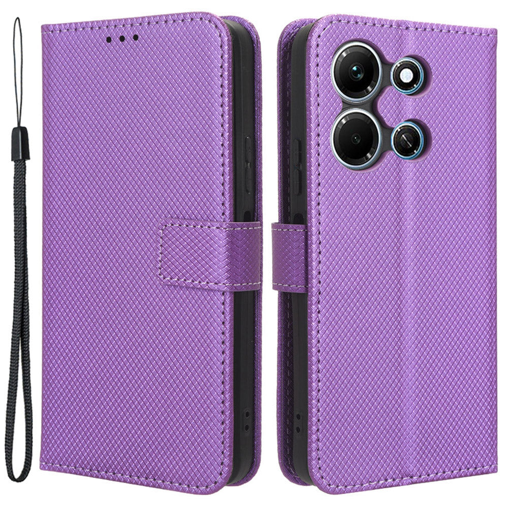 For Infinix Note 30i 4G Shockproof Phone Case Stand Wallet Diamond Texture Phone Shell PU Leather Cover