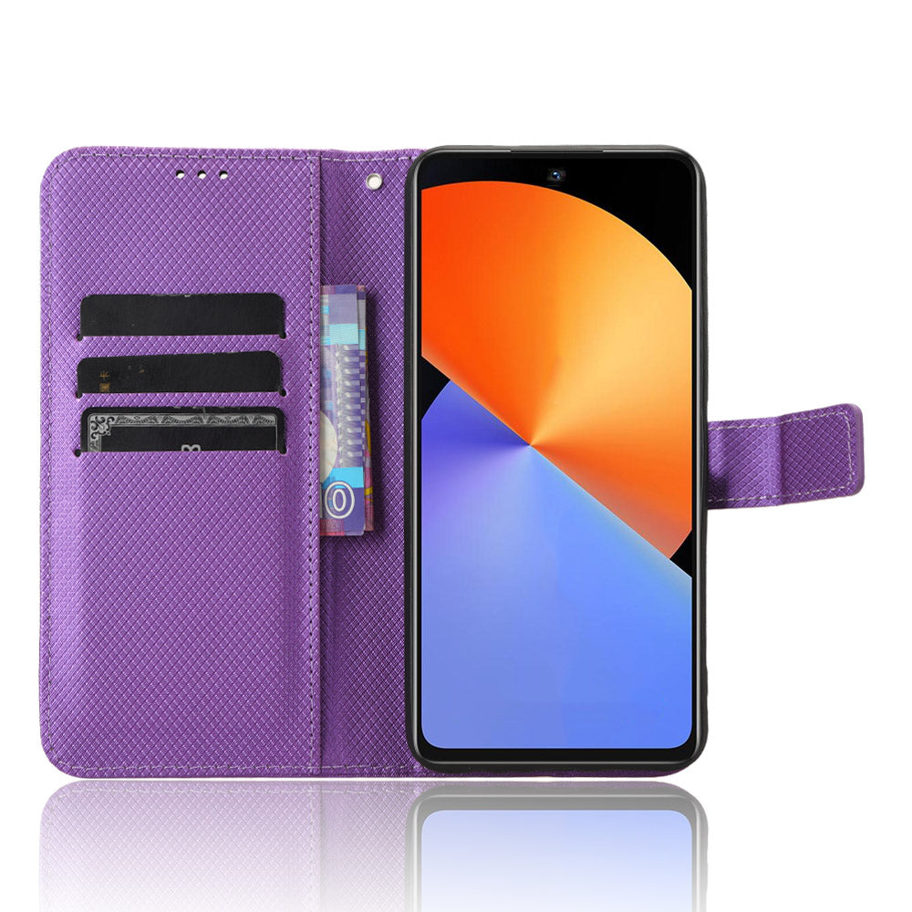 For Infinix Note 30i 4G Shockproof Phone Case Stand Wallet Diamond Texture Phone Shell PU Leather Cover