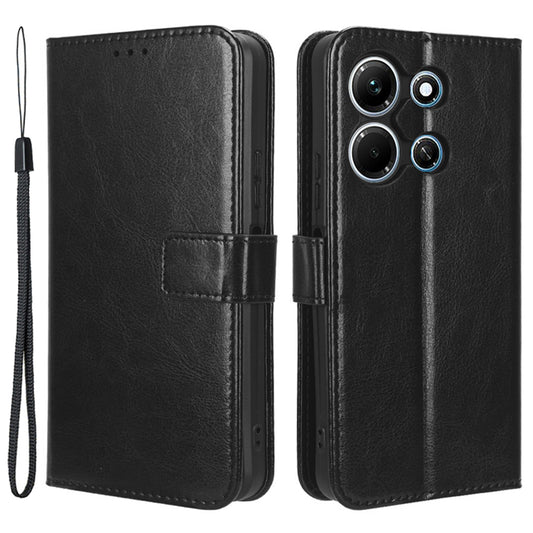 For Infinix Note 30i 4G Anti-Dust Phone Cover Wallet Crazy Horse Texture Stand PU Leather Flip Case Shell